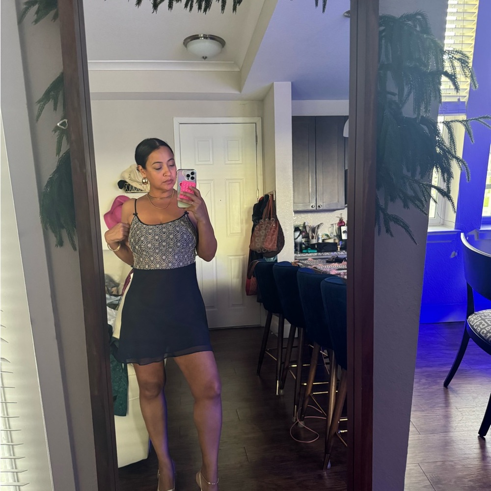Jones New York Navy and Silver Lace Dress